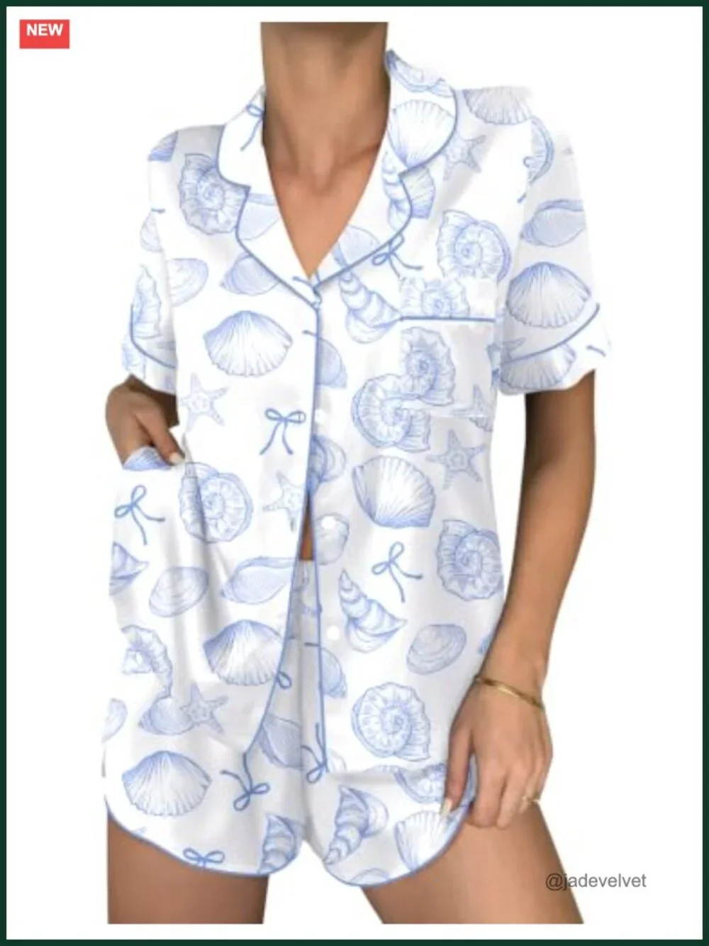 Silk Satin Pajama Set 2 Piece Button Down Short Sleeve Sleepwear Shorts